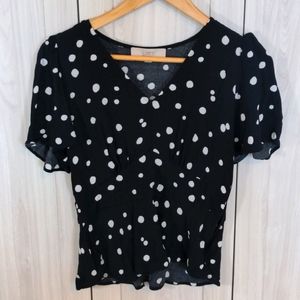 White Polka Dot Black Shirt - Size 2